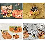 Cuidado Fácil: Los Manteles Individuales de halloween son lo suficientemente resistentes como para soportar el uso diario frecuente y se pueden limpiar fácilmente con un paño húmedo o enjuagar con un poco de detergente.
