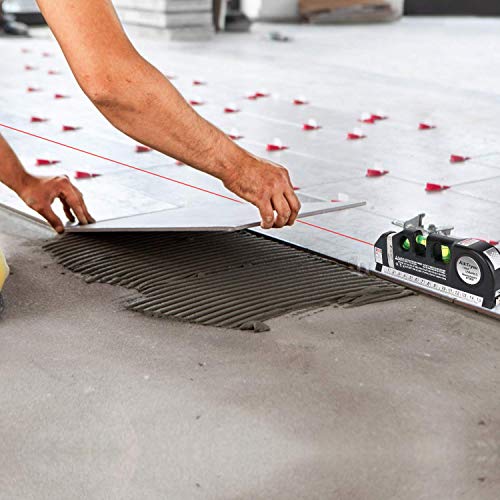 Image of Multipurpose ABS Laser Level Line Tool Kit | Standard Cross | Leveler Beam with Metric Rulers 8ft /2.5M for Picture Hanging cabinets Tile Walls