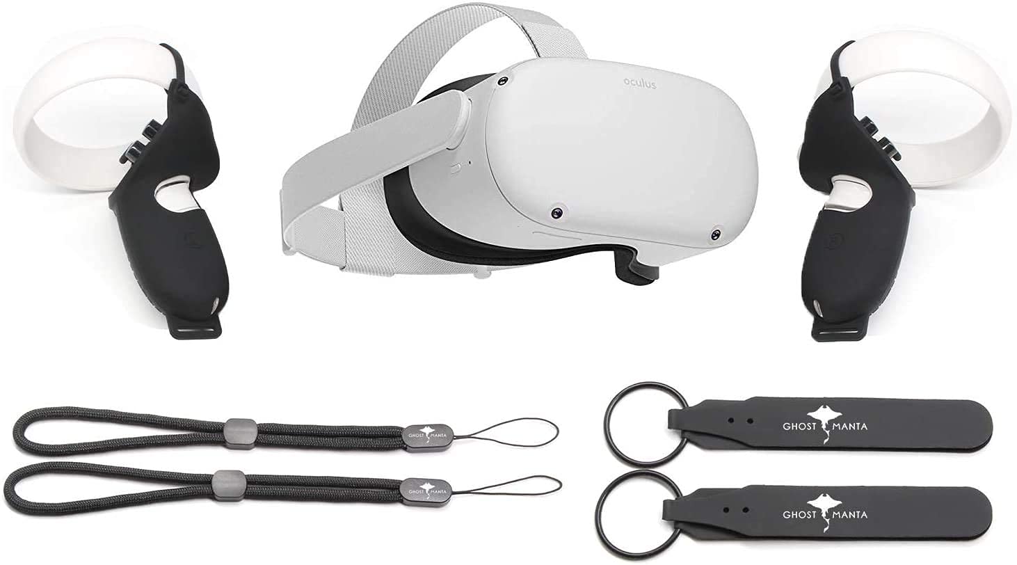 Oculus Quest 2 All-in-One Virtual Reality 256GB Gaming Headset Bundle, Ghost Manta Controller Silico