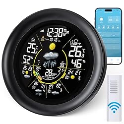 Yaskyly Estaciones meteorológicas WiFi con sensor ...: Estación meteorológica profesional todo en uno: experimenta un seguimiento meteorológico completo con datos hiperlocales en tiempo real para decisiones informadas. Monitorea la temperatura y humedad interior/exterior, la presión barométrica, la lluvi...