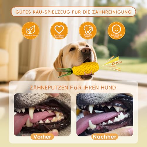 FuntasticFinds Ananas Hundespielzeug für Aggressive Kauer, Unzerstörbares Kau-Spielzeug mit Quietscher für Große Hunde – Langlebiges Gummispielzeug für Welpen-Zahnung & Interaktives Spiel