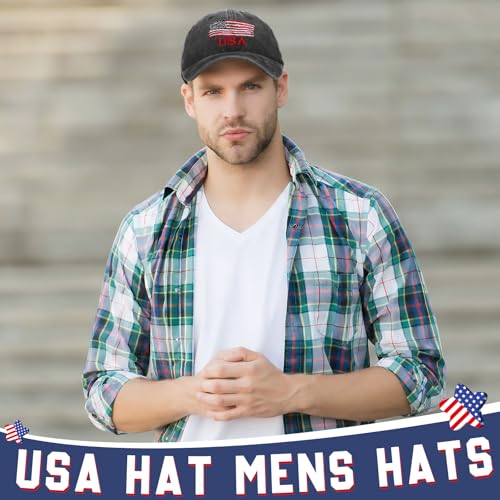 Image of Geyoga 4 Pack USA Flag Baseball Cap Washed