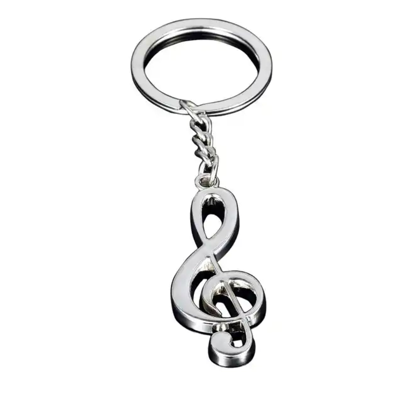 Sportigo ® Music Note / Treble Clef Keyring in Silver / Musician Choir Orchestra Gift Idea
