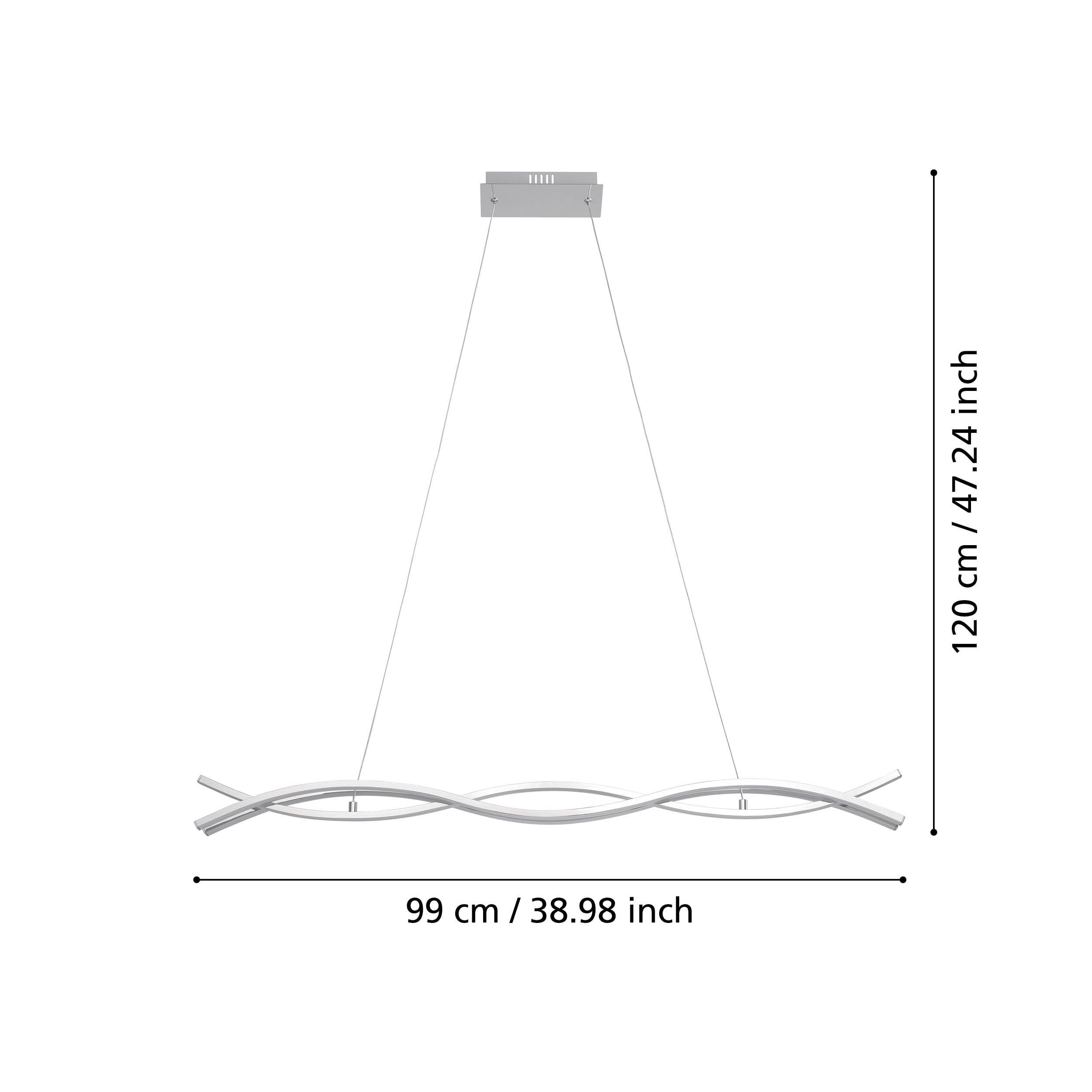 Eglo Lámpara colgante LED Lasana 2, lámpara de techo de 3 luces, colgante | de aluminio, acero y plástico, color cromo y blanco, longitud 100 cm