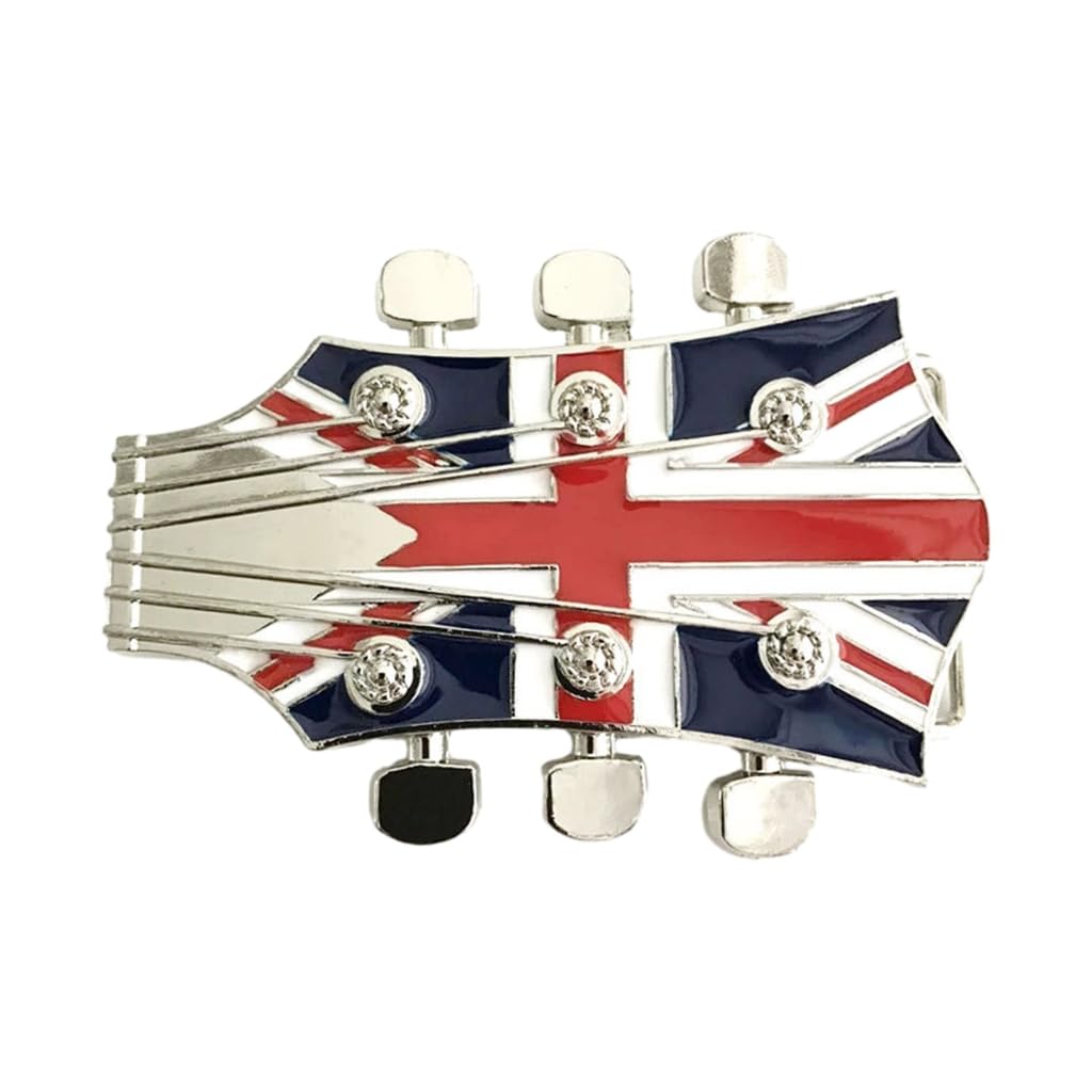 GANYKQ Guitar Shape Belt Buckle Music Lover Clothing Accessories Musical Instrument Shape Belt Buckle for Adult Replacements, British Flag, 11