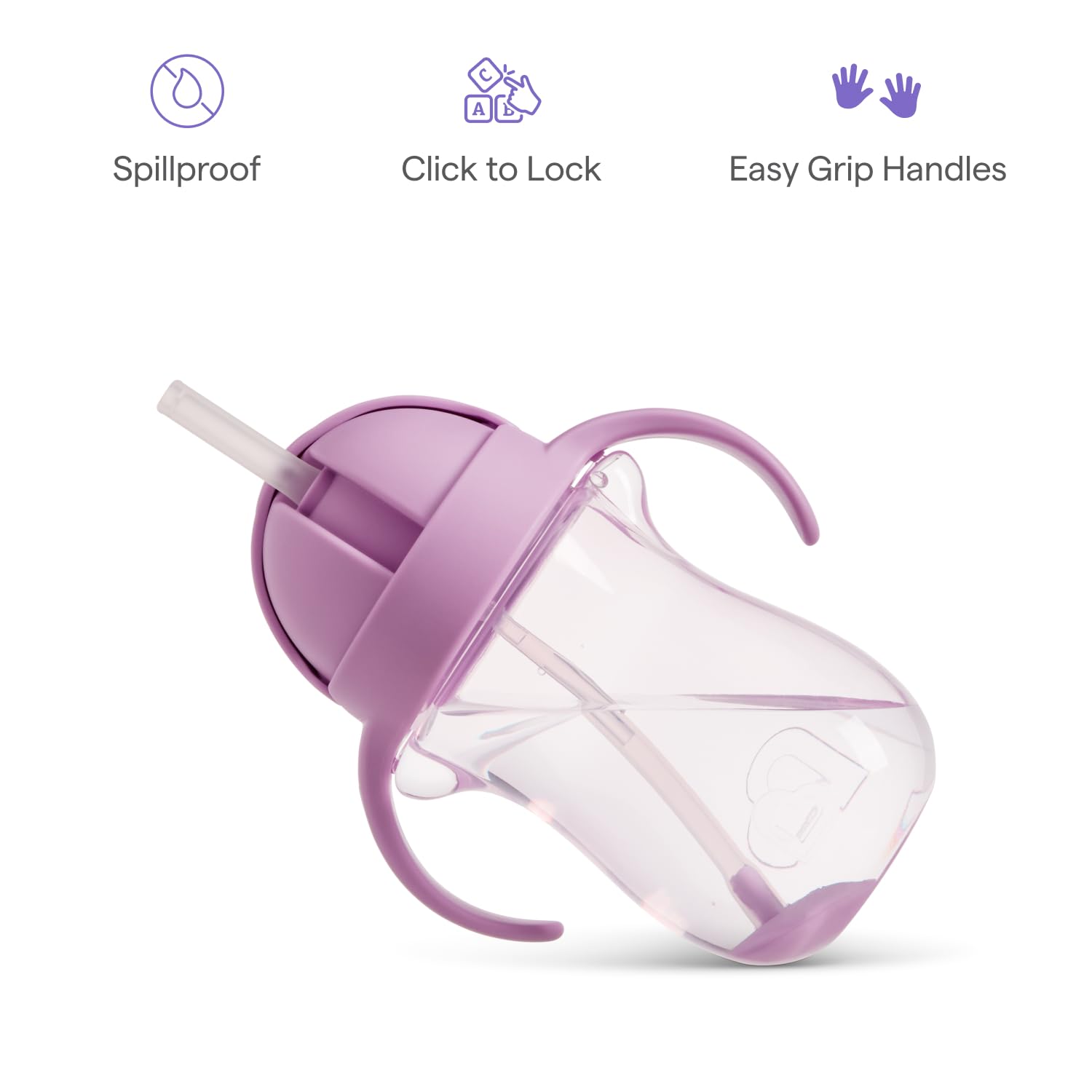 Munchkin Tasse d’apprentissage Any Angle avec paille lestée anti-fuite | Gobelet de transition pour bébés et tout-petits | Technologie Click Lock | Diversification menée par bébé (DME)| 296 ml | Chat