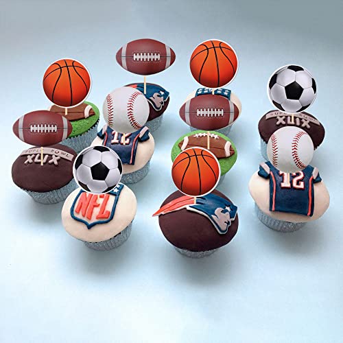 Zhuoweism 36 Pcs Sports Cupcake Toppers Baseball Cupcake Picks Football Soccer Ball Toothpicks Rugby Basketball Cake Decorations For Sports Balls Theme Boys Men Birthday Party Supplies thumb #6