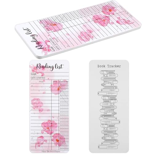 Tyqour 12 PCS Reading List Bookmark Library Cards Pink Reading Bookmark Bulk Bookmarks for Gifts and Literary Supplies for Reading Enthusiasts