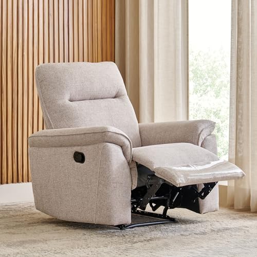 Image of Home Centre | Artise Fabric 1-Seater Recliner | Recliner for Living Room | Solid Wood | Beige | 1 Year Warranty