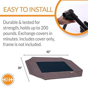  KH-Pet-Products-Original-Pet-Cot-Replacement-Cover-Cot-Sold-Separately-ChocolateBlack-Mesh-Large-30-X-42-Inches