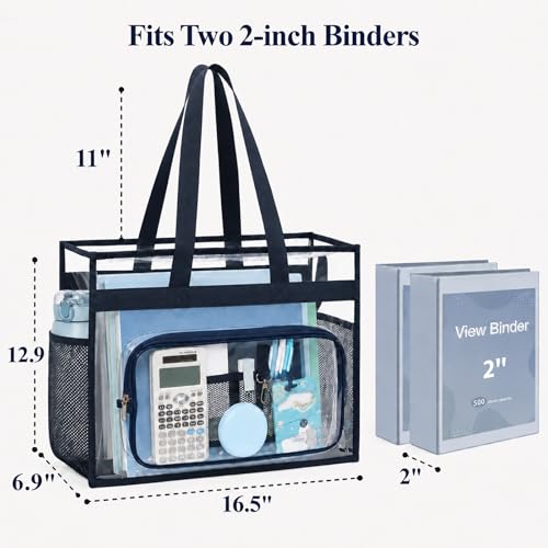 Image of PACKISM Clear Tote Bag for School - Large Heavy Duty Clear Tote for Girls | See Through PVC, Wide Zipper Opening, Front Pocket Keeps Essentials Visible for Students, Class, Work, Daily Carry, Age 12+