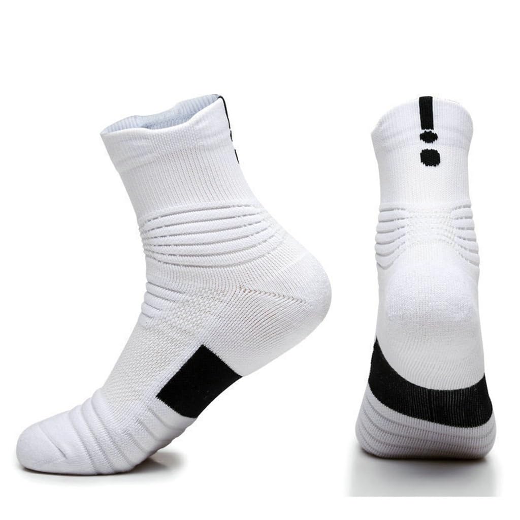 Chaussettes de basket-ball blanches mi-hautes à boucles