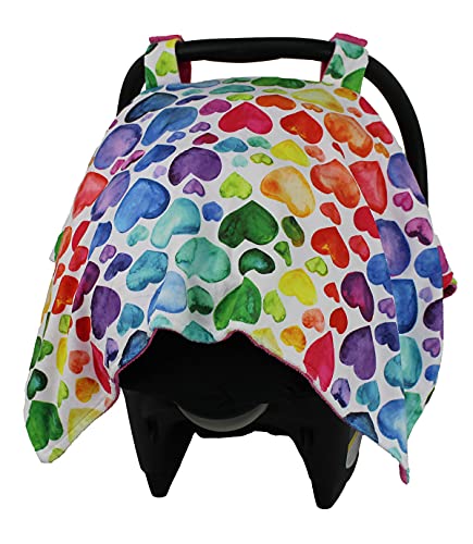 Image of DEAR BABY GEAR Heart Deluxe Car Seat Canopy - Double Layer, Bright Colored Hearts, Hot Pink Smooth, Hot Pink, 40 x 30 Inches