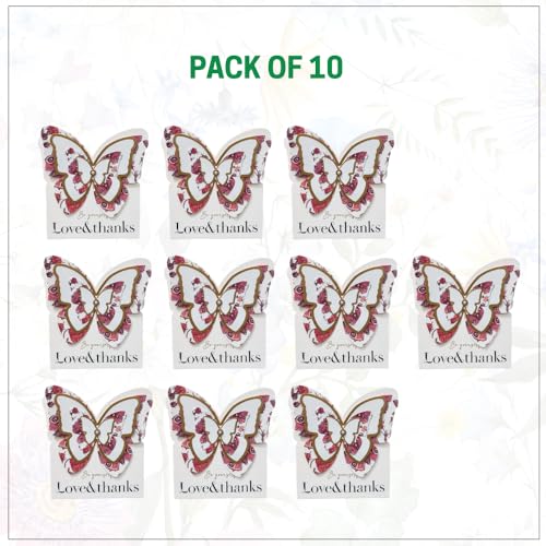 Image of Oasis Pack of 10 Luxury Butterfly Style Flower Paper Baskets - Pink Cardboard Bouquet Gift Boxes - Decorative Floral Arrangement Containers - Elegant Packaging for Fresh Flowers, Hampers, Weddings & Gifting - 5764 (P-10)