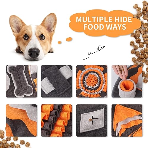 IEUUMLER Schnüffelteppich Hund, Waschbar Trainingsmatte rutschfest Futtermatte intelligenzspielzeug für Hunde Fördert Natürliche Futtersuche, Stressabbau & Gesundheit FC017(Grau und Orange)