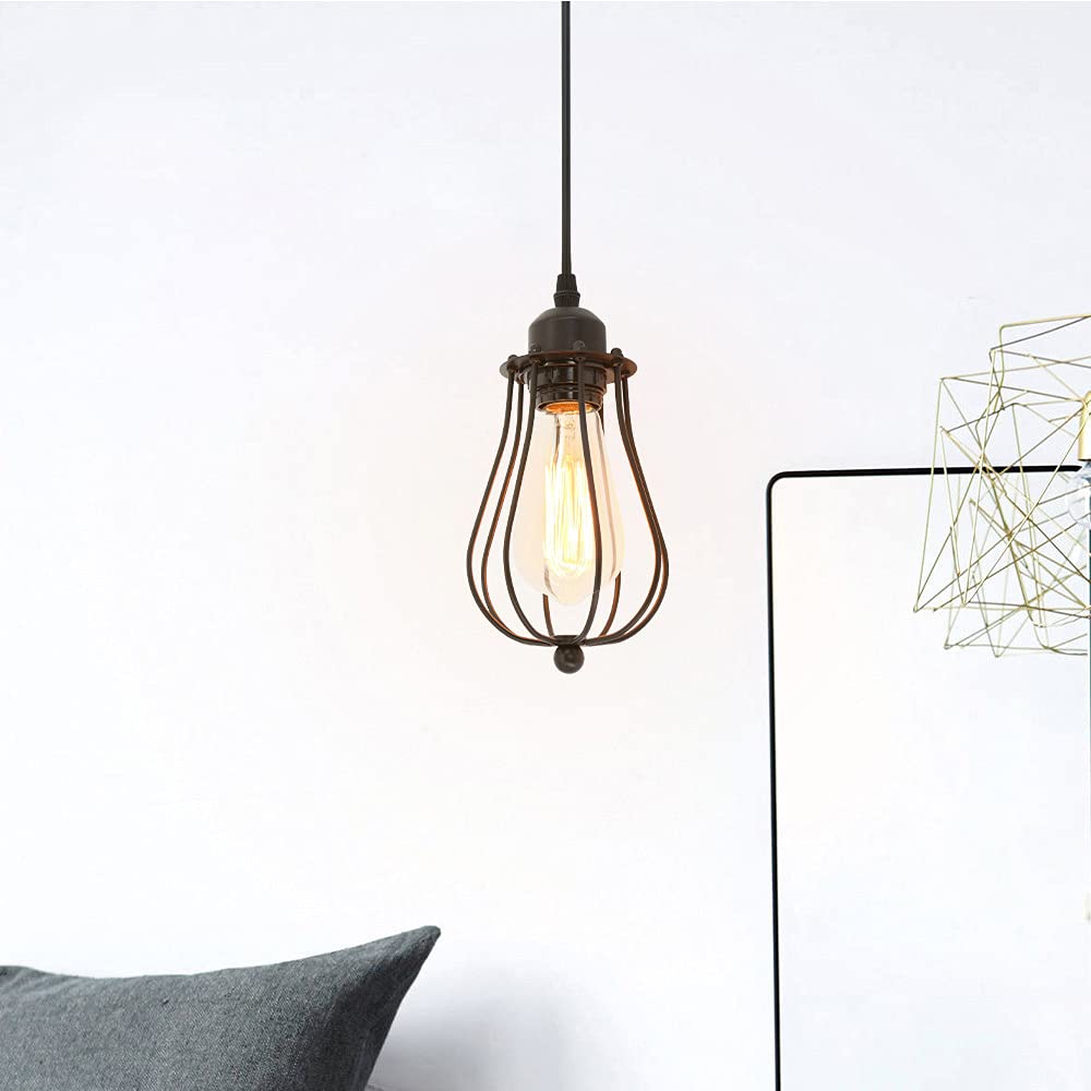 Mengjay Pendant Light Vintage Metal lampshade Retro E27 Hanging lamp with Geometric Triangle Design Industrial Ceiling Light Hanging lamp for Bedroom, Living Room, Restaurant (Style:I)