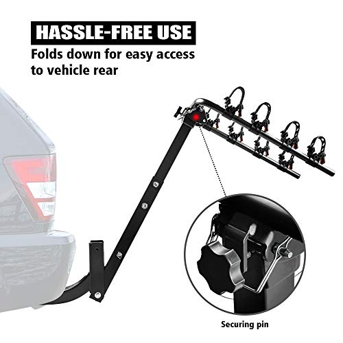 ZESUPER 4-Bike Rack Heavy Duty Bicycle Carrier for Cars, SUVS, Trucks, Vans and Minivans with a 2\'\' Hitch Receiver Rack Hitch Mount - Thumbnail 5