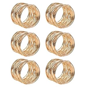 6PCS Gold Napkin Rings Metal Napkin Buckle Holder Set 42 * 36 mm Dinner Table Decor for christmas Wedding FOROREH Art Serviette napkin ring