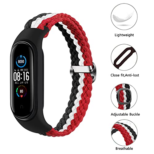 Keecuty Nylon Watch Strap for Mi Band 6/5/4/3 Stretch Fabric Bracelet Braided Soft Nylon Sports Bracelets Stretch Breathable Expandable Watch Strap for Mi Band 6/5/4/3 - Image 4