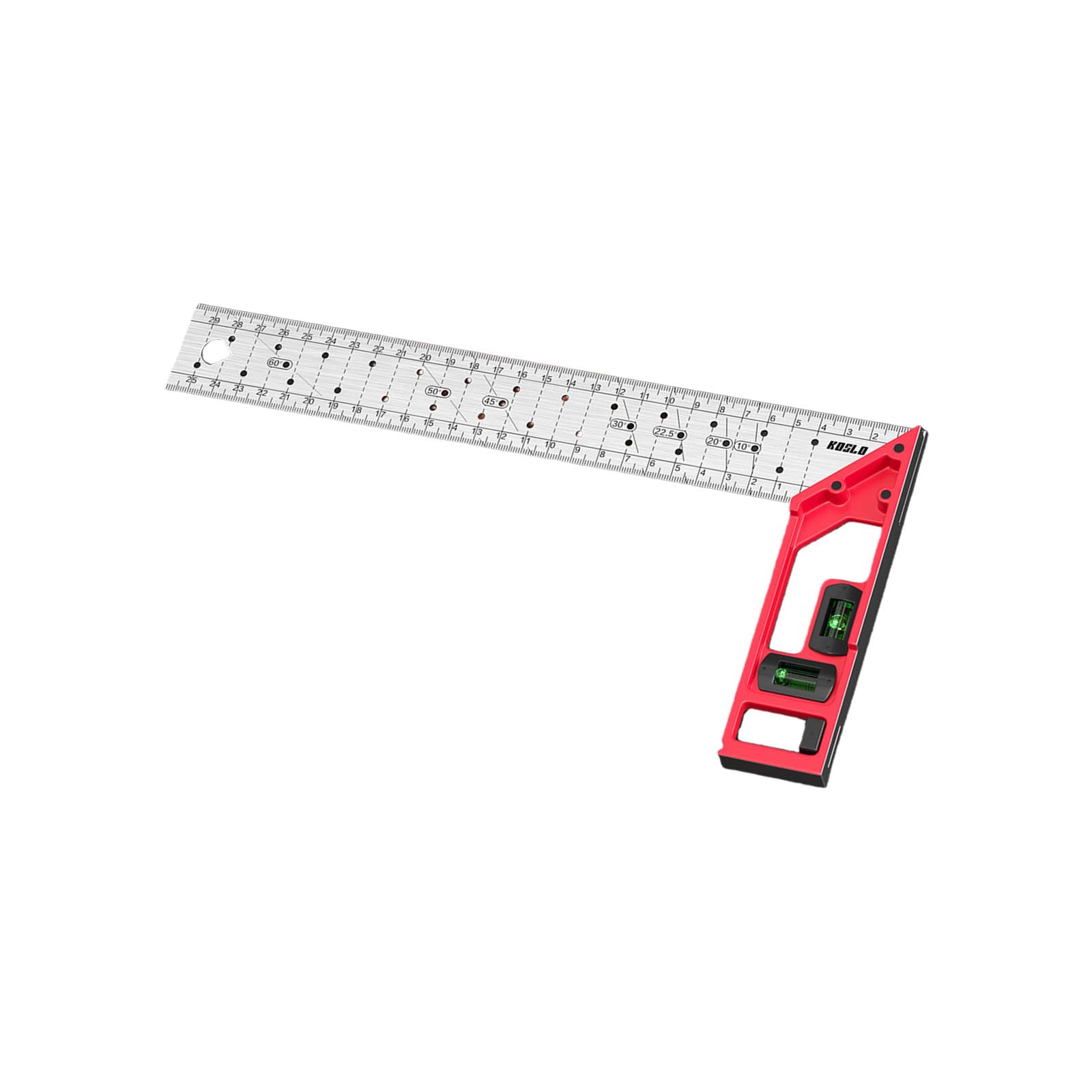 Multifunctional Steel Right Angles Hole Marking Ruler with Bubble Levels T Square for Woodworking Measuring Multifunctional