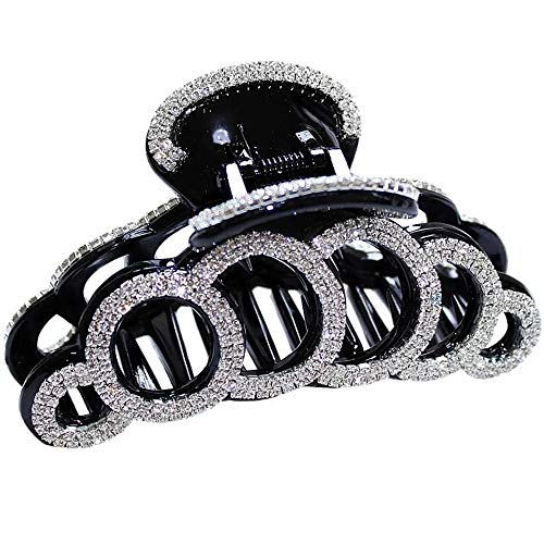 Strass Morsetti Jaw Clip Grande Capelli,Donna Strass Artiglio Plastica Grande Capelli Clip Morsetto,per Donne Ragazza (Nero)