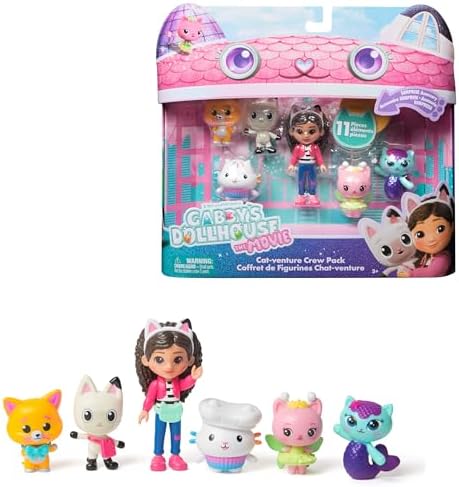 Gabby's Dollhouse Catventure Figuren-Set, ab 3 Jahren | Mit Accessoires | 11-teiliges Set | Im Film-Look | Bewegliche Gabby-Figur