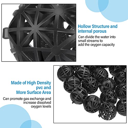 Image of CHENGU 100 Pcs Bio Filter Balls Black Bio Balls for Aquarium Filter Pond Filters 1.02 Inch Internal Bioballs Filters Media with 2 Pieces Aquarium Media Bags Mesh Bags with Zipper for Fish Tank Pond