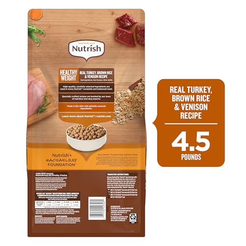 Nutrish Rachael Ray Healthy Weight Adult Dry Dog Food Real Turkey, Brown Rice & Venison Recipe, 4.5 lb. Bag - Image 4