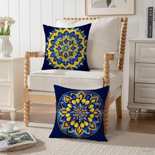 Housse coussin 80x80cm imperméable double face en velours jaune avec zip invisible - 4