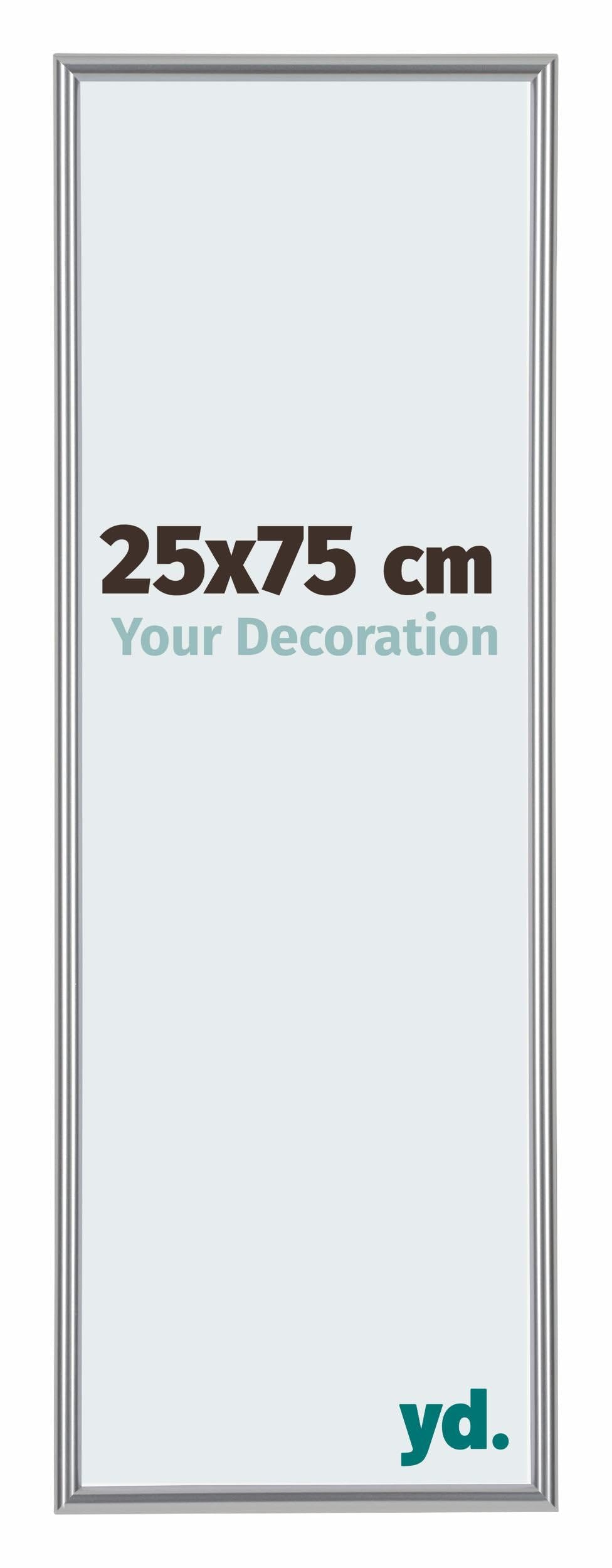 Your Decoration - Picture Frame 25x75 cm - Silver High Gloss - Decorative Wall Frame in Plastic with Antireflection - Frame 25x75 - Annecy