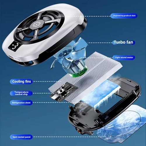 Image of VOIDROP Instant Mobile Cooler with RGB Light & LCD Display Lag Free Mobile | Semiconductor Phone Cooling Fan with 3 Cooling Modes & 1 /4 inch Screw Hole | Gaming Mobile Cooler