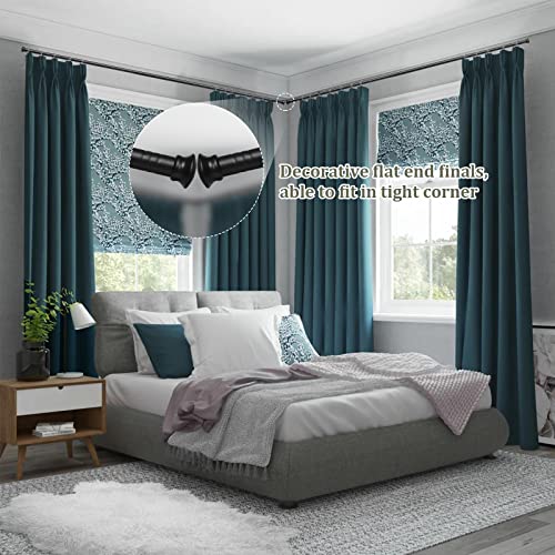 Curtain Rod Set For Windows 28 To 50 Inch - 5/8” Heavy Duty Cafe Curtain Rods 2 Pack - Decorative Window Curtains Rod With Brackets For Kitchen,Bathroom,Sliding Door - Black #TOP5