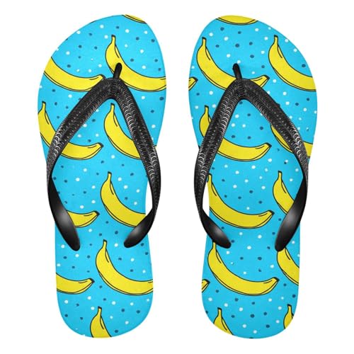Banana Blue Polka Dot Flip Flops for Beach Thong Sandals Anti-slip Lightweight Shower Shoes for Summer Travel Swim