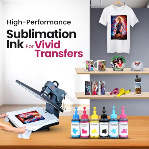 Splashjet Sublimation Ink for Epson L805, L800, L1800 - Heat Transfer Printing on Mugs, Mobile Cases, Polyester T-Shirts etc for use with Epson 6... - Image 4