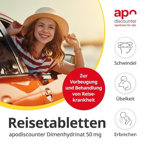 Reisetabletten Dimenhydrinat 50 mg Tabletten von apodiscounter 20 stk