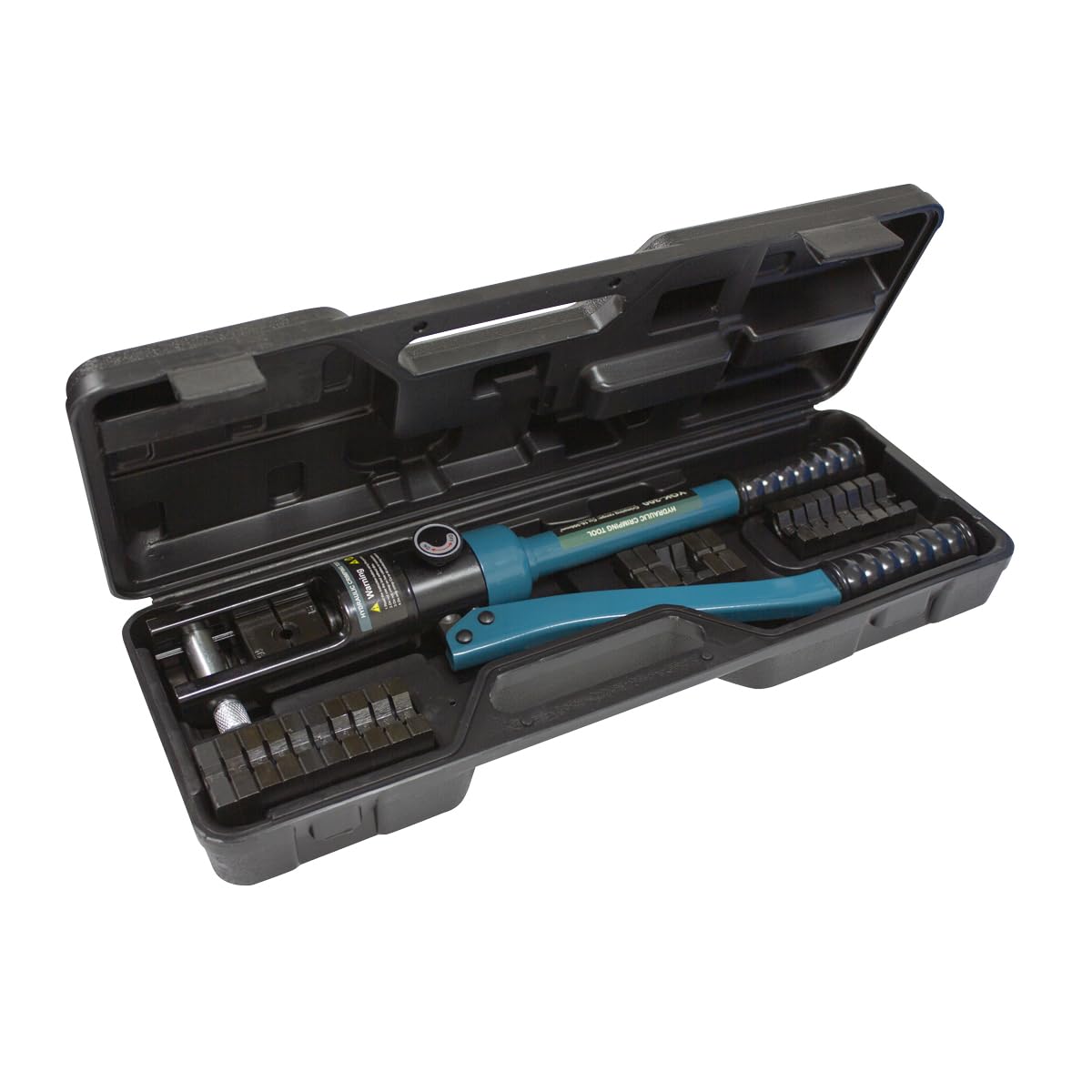 Prensa Terminales Hidraulico, 16-240 mm² Crimpadora Hidráulica para Terminales de Cable con 13 pares, Alicates Hidráulicos Crimpado, Herramienta de Prensa Hidráulica Azul