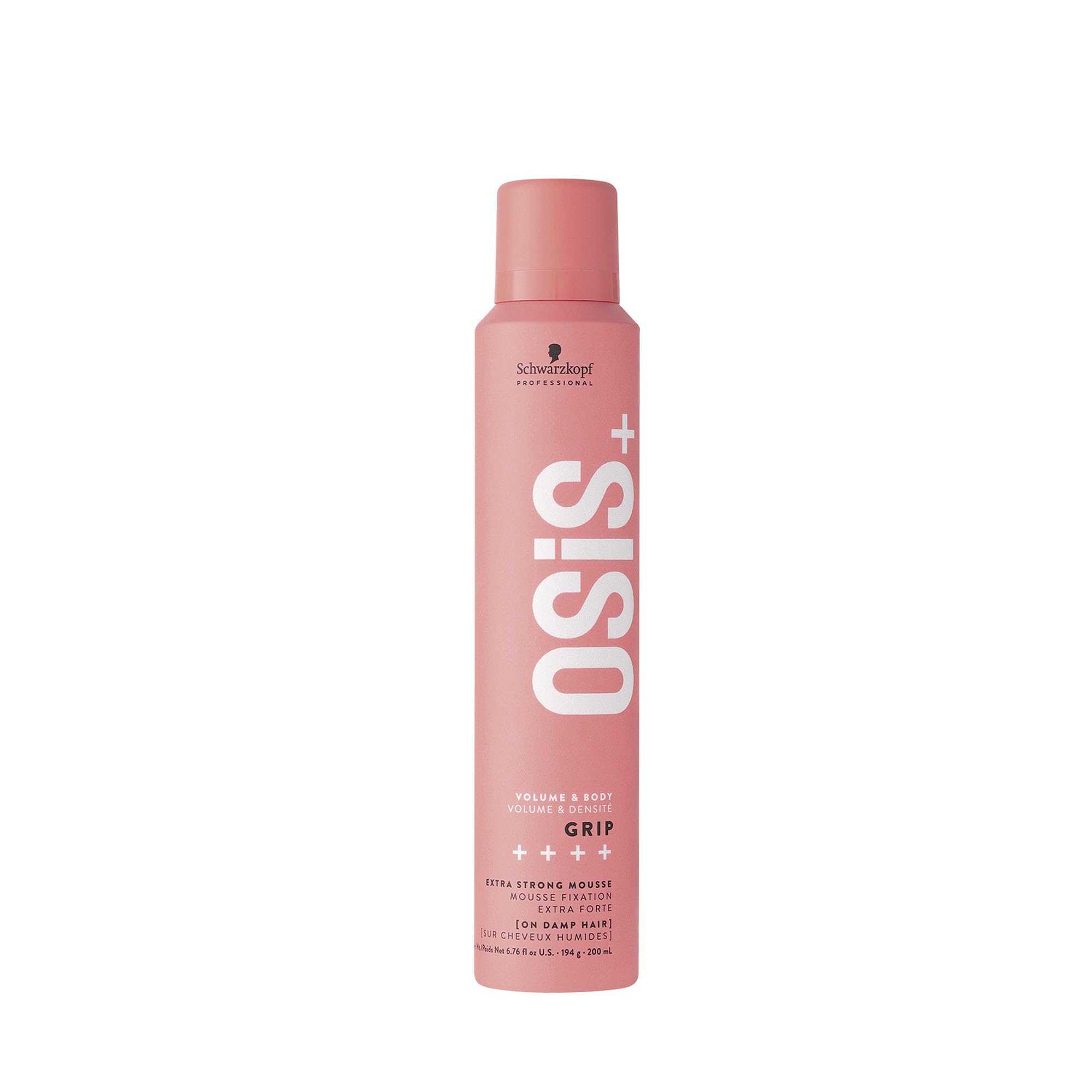 OSiS+ Grip Extreme Hold Mousse – Extra Strong Control and Volume with Lasting Definition and Natural Shine – Volumizing, Vegan Formula with Heat Protection, 7 oz