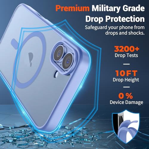 Image of SUPFINE Magnetic for iPhone 17 Case (Compatible with MagSafe)(Military Grade Drop Protection) Translucent Matte Shockproof with Anti-Fingerprint Phone Cover 2025,Blue Purple