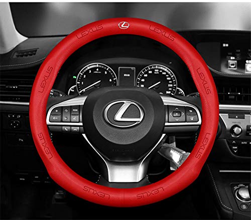 【CXY】レクサス ハンドルカバー ステアリングカバー 車用ステアリング 車用ステアリングカバー ES NX RX LS LX CT GSシリーズ ハンドルカバーLOGO文字付きハンドルカバーハンドルインテリア用品高級デザインインテリアキット38cmブラッ