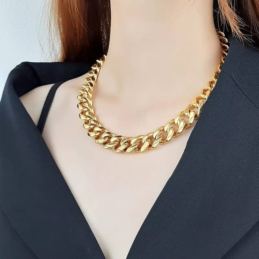 Amazon.co.jp: 女性のための分厚い重いパンクチェーンネックレス