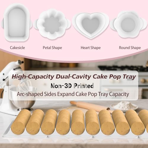 Image of Cake Pop Cutter and Pusher with Tray - Circle Cake Pop Mold Set | Non-3D Printed | 1.75 inch Size | High-Capacity Dual-Cavity Cake Pop Tray | Smooth & Easy-Clean Surface