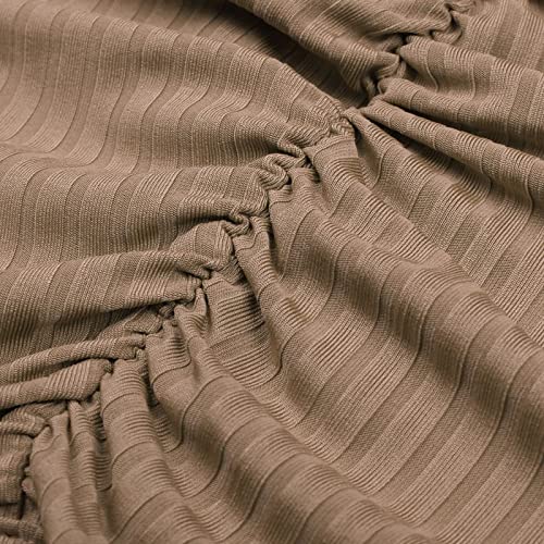 Nine Bull Womens Ruched Bodycon Jumpsuit,Petite Long Sleeve Corset Jumpsuits Sexy Party Club Night (Brown,L) #TOP7