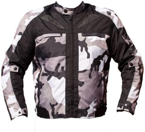 BLACK ASH MENS CAMO MOTORCYCLE CORDURA TEXTILE ARMOR JACKET GREY SMALL