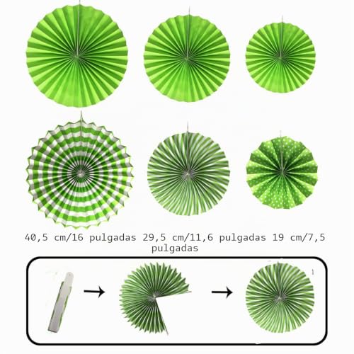Miniatura 2 de Zerodeco Decorazione Di Festa, 21 Pezzi Ventilatori Di Carta, Pompons, Bandierine Triangolare, Ghirlande Per Decorazione Della Festa Nuziale Nozze Nidi Tatuaggi Nuziale Doccia Decorazione Verde
