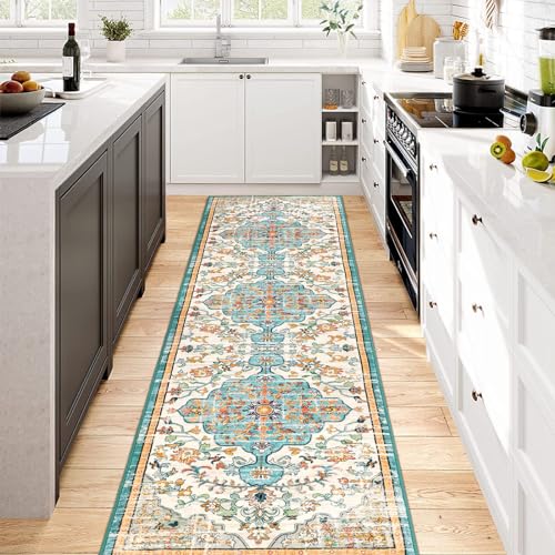 Pauwer Boho Hallway Runner Rug 2x8 Washable Entryway Area Rugs Non Slip Farmhouse Vintage Floor Mat Carpet Runner for Hallways Laundry Room Kitchen Bathroom Bedroom