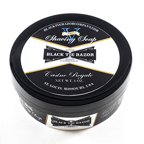 Black Tie Razor Company Luxury Shaving Soap Casino Royale. Lavender, Oakmoss, and Vanilla Fougere Scent. Rich Lather Gives a Smooth Comfortable Shave. For Ladies and Gentlemen - 4 ozs.