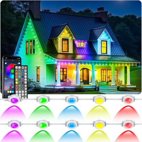 CETELUMA 300FT Permanent Outdoor RGB Lights, IP67 Waterproof Smart Eave Lighting, with App/Remote Control Eaves Light, DIY LED Scenes Modes for House Roof Decor,Christmas,Party,All Holiday and Daily
