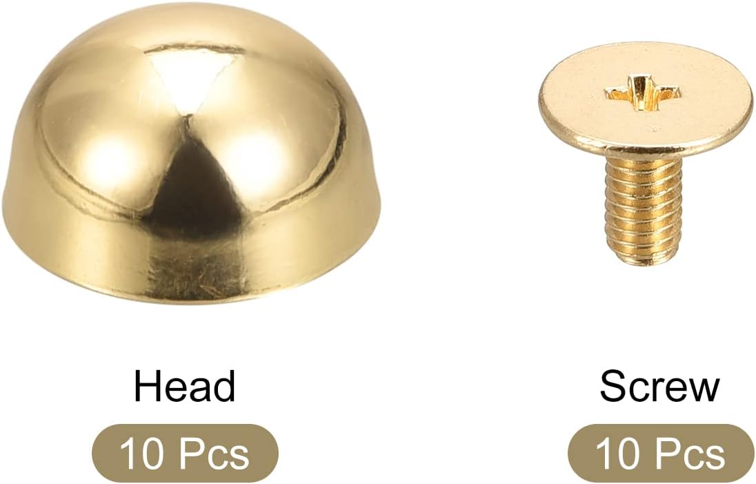 uxcell 12x7mm Screw Back Rivets Hollow Round Head Leather Studs Spike Gold Tone 10 Sets image 3
