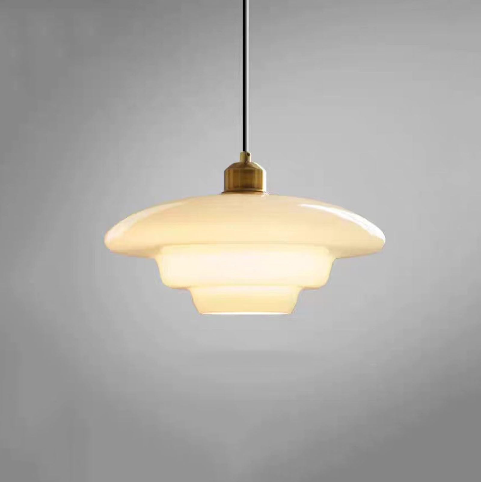 RSZCSMO LED Warm Light Bedside Pendant Light White Multi-Layer Glass Bedroom Hanging Lamp Dining Table, Kitchen Island, Bar Counter Lighting Fixture