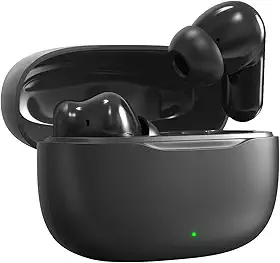 Fone De Ouvido Bluetooth Sem Fio 5.3 Compatível iPhone Android, Modo de Fone Ouvido único e Dois Com Microfone, 360 Estéreo Graves Potentes Para Trabalho Academia Corrida Musica Jogo e Game, Preto